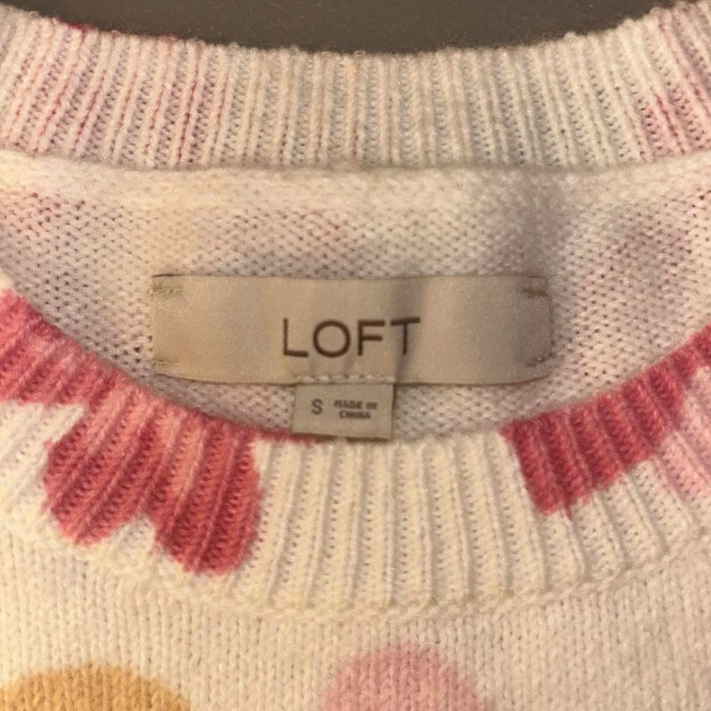 Loft Floral Draped Sleeve Sweater Size S - Picture 5 of 6